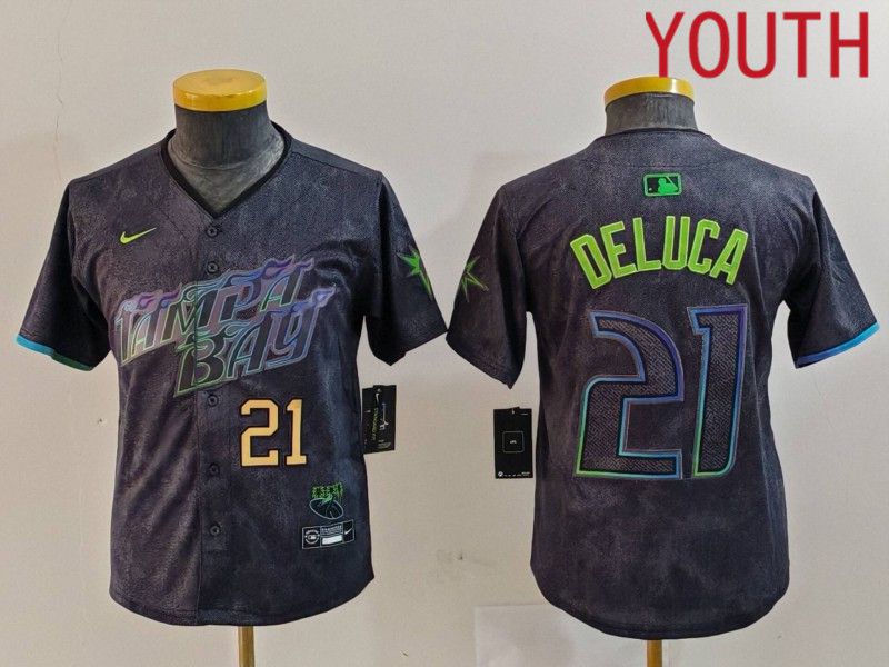 Youth Tampa Bay Rays #21 Deluca Black City Edition Nike 2024 MLB Jersey style 4->youth mlb jersey->Youth Jersey